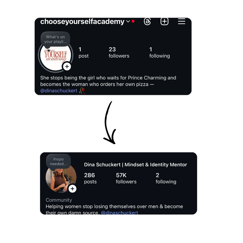 Dina built a new page from 23 to 57K followers